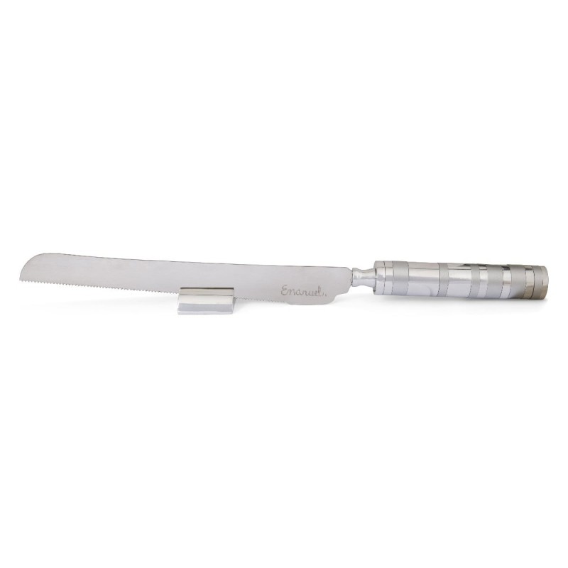 Yair Emanuel Colorful Rings Challah Knife With Mini Salt Shaker (Choic
